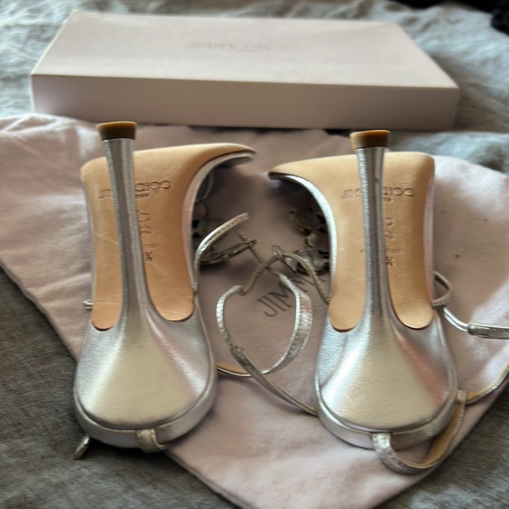 Jimmy Choo Silver Metallic Heels - Picture 3 of 6
